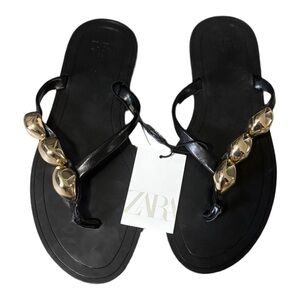 Zara Black and Gold Women's Sandals